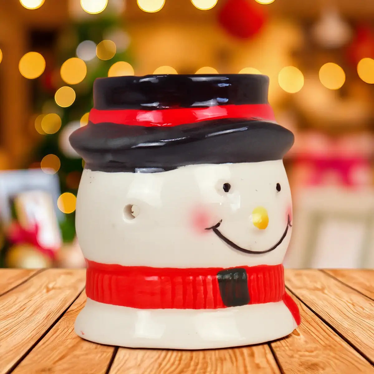 Portavelas Navideño de Cerámica, Snowman