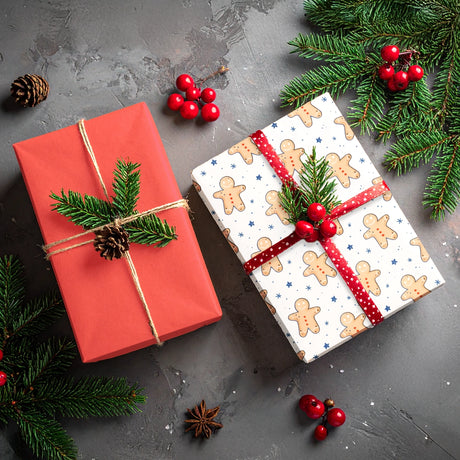 Papel para Envolver Regalos Navideño, Galletas de Jengibre, 6 pzas