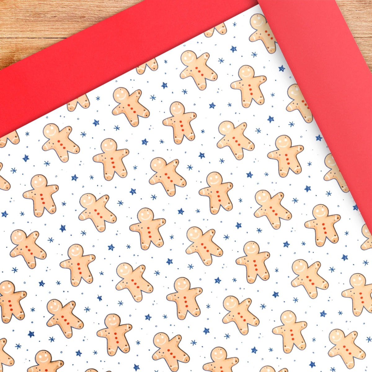 Papel para Envolver Regalos Navideño, Galletas de Jengibre, 6 pzas