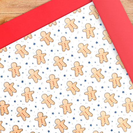 Papel para Envolver Regalos Navideño, Galletas de Jengibre, 6 pzas