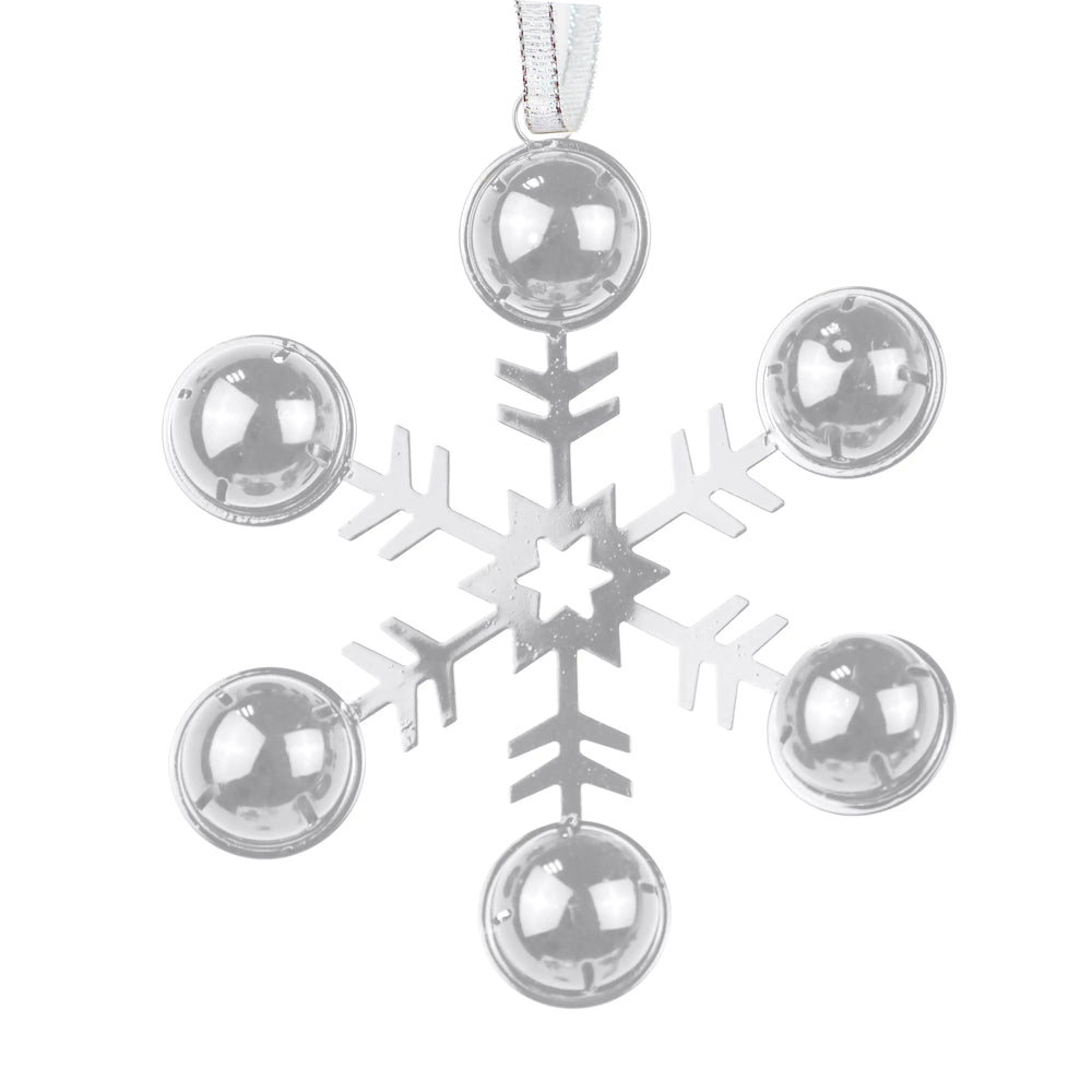 Ornamento, Copo de Nieve con Cascabeles, Color Plata