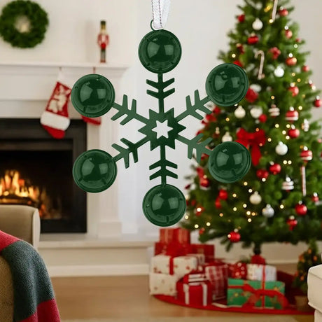 Ornamento, Copo de Nieve con Cascabeles, Color Verde