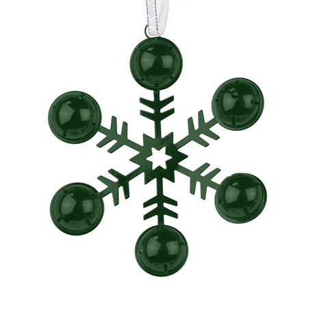 Ornamento, Copo de Nieve con Cascabeles, Color Verde