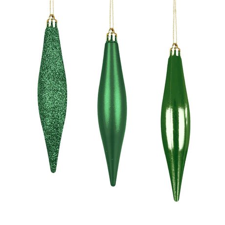 Esferas Alargadas, 3 pzas, Color Verde