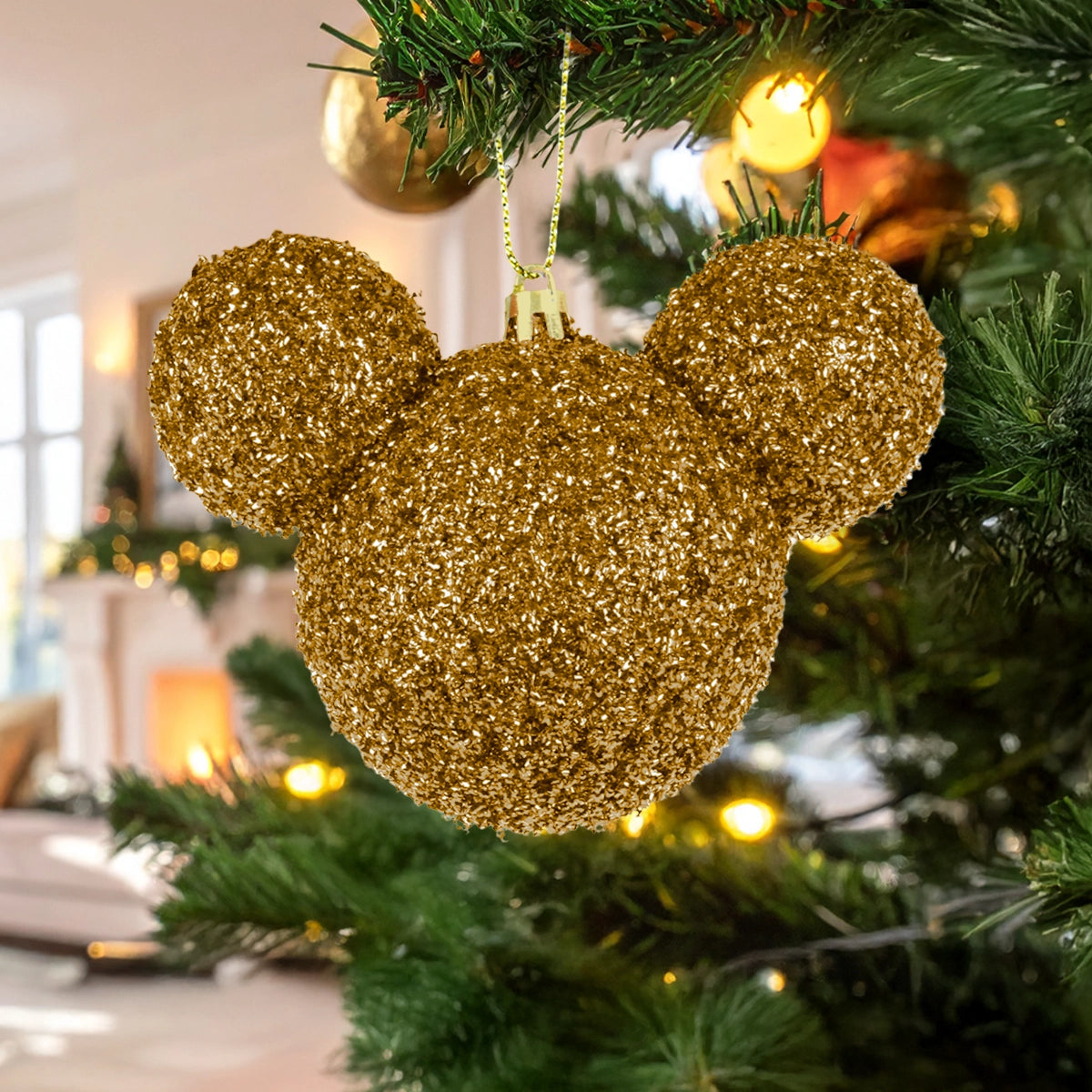 Esfera Navideña de Tinsel, Mickey, Color Oro