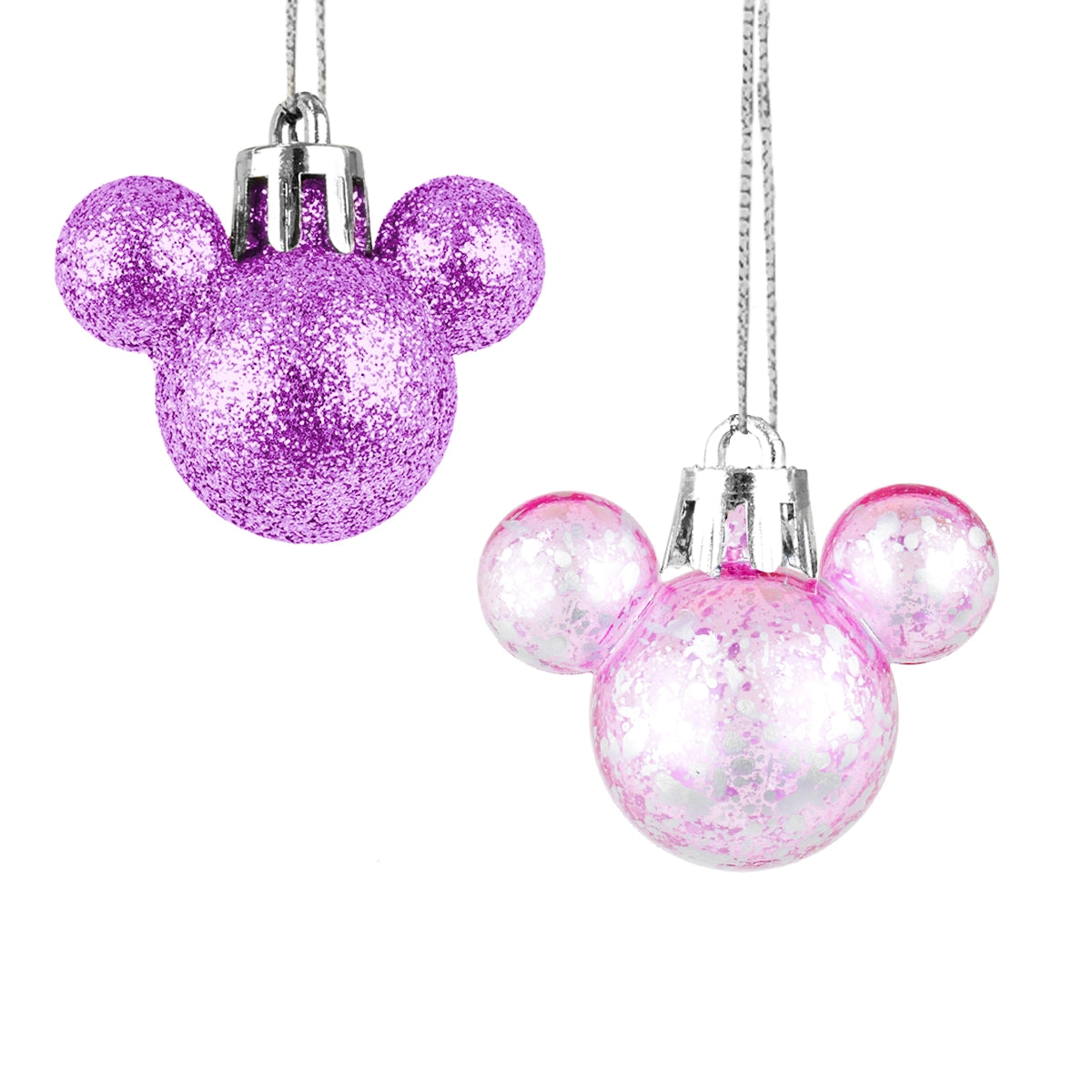 Esferas Navideñas en Forma de Mickey, 8 pzas, Color Morado