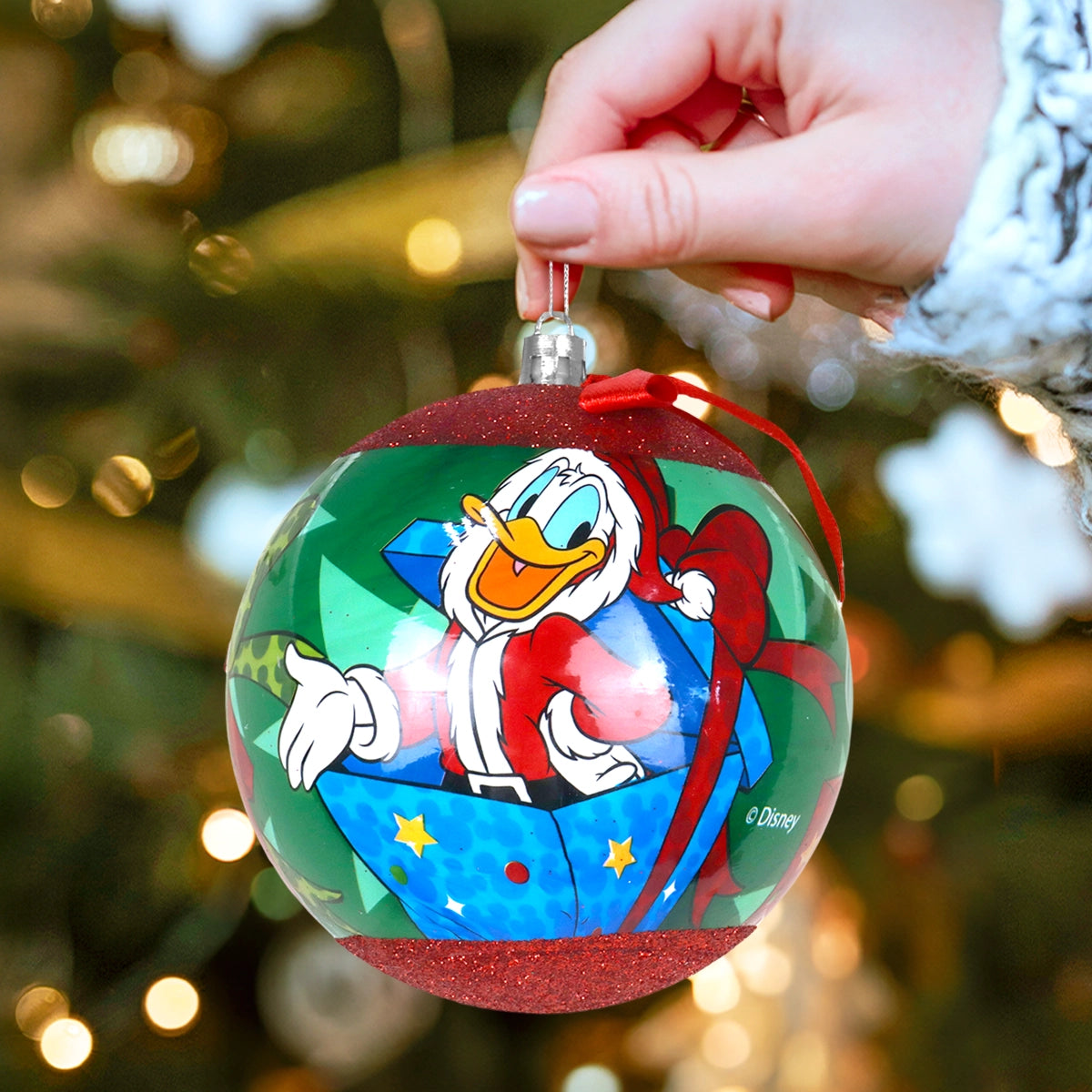 Esfera Navideña con Moño, Pato Donald