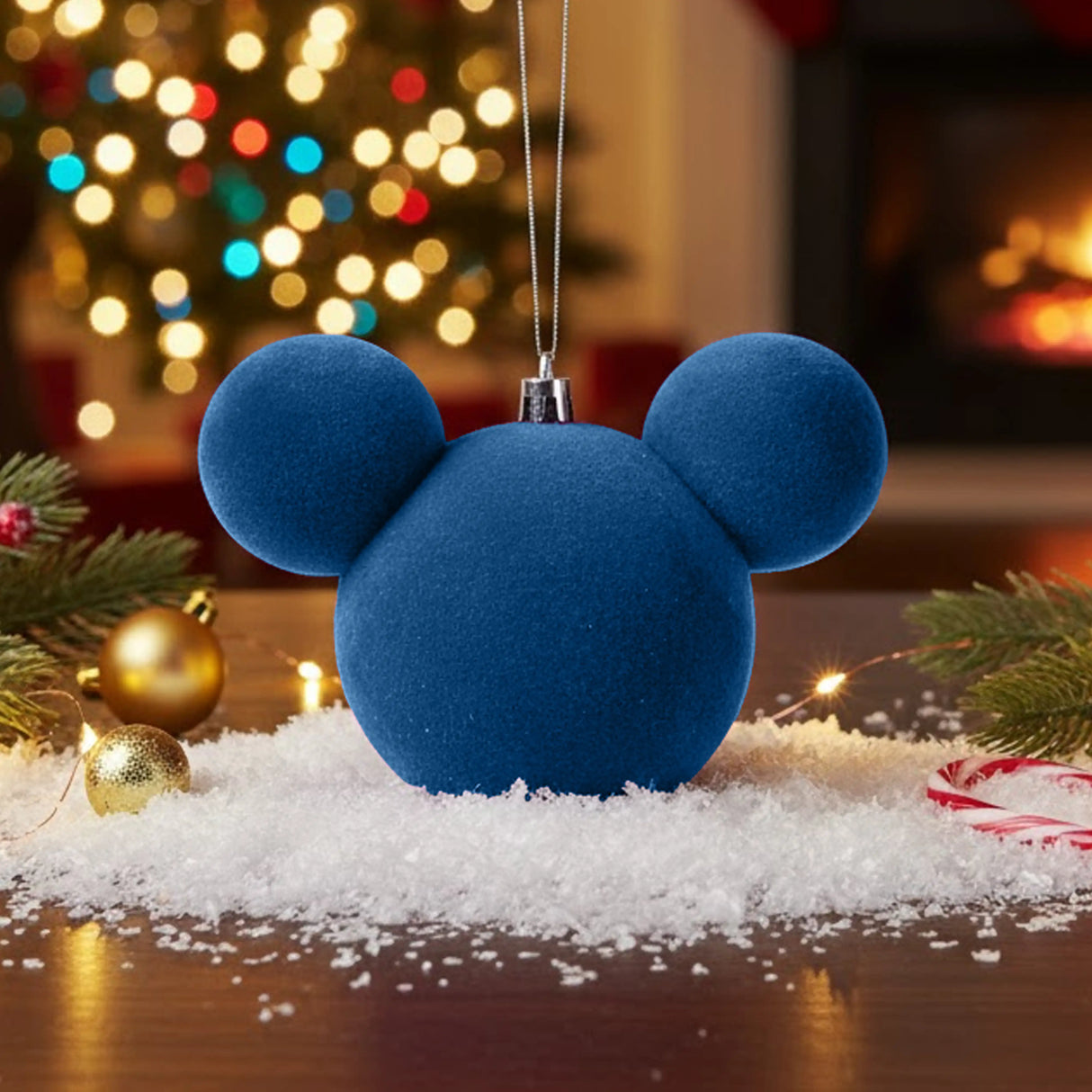 Esfera Navideña en Forma de Mickey, Color Azul