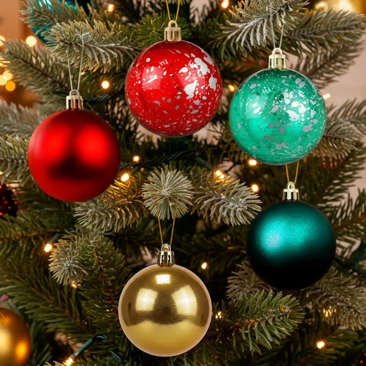 Mix de Esferas Navideñas Irrompibles, Colores, 5 pzas