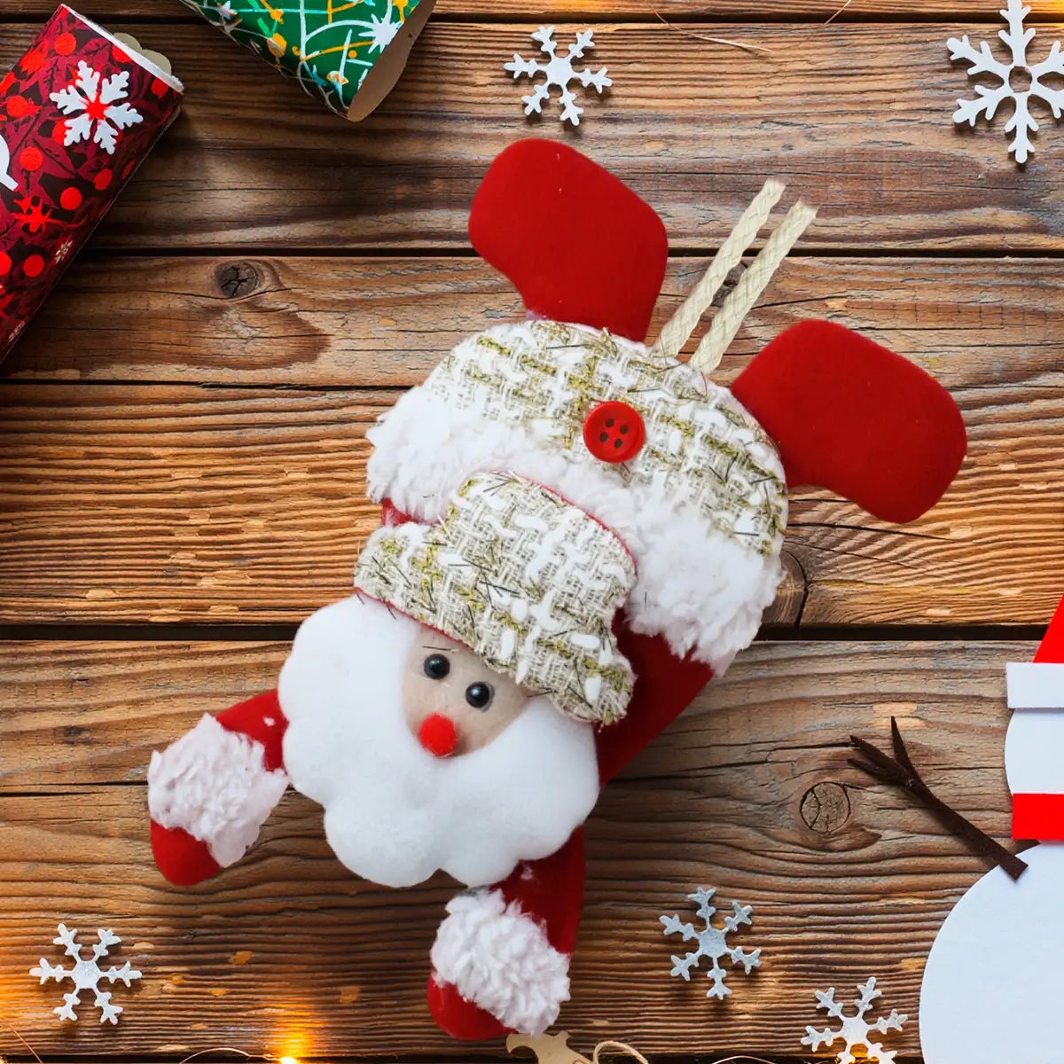 Adorno Colgante Navideño, Santa de Cabeza, Color Rojo