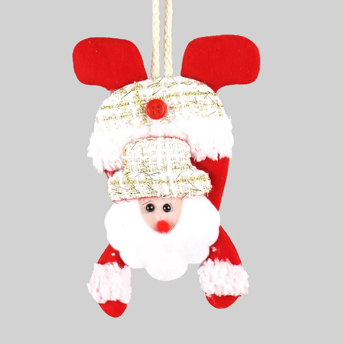 Adorno Colgante Navideño, Santa de Cabeza, Color Rojo