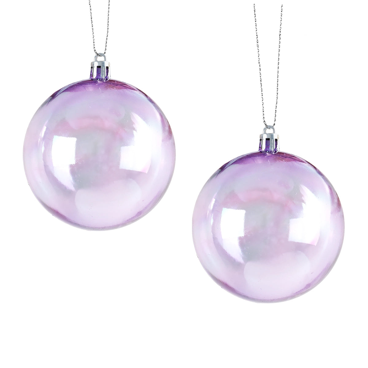 Esferas Navideñas, Iridiscente, Color Lila, 2 pzas
