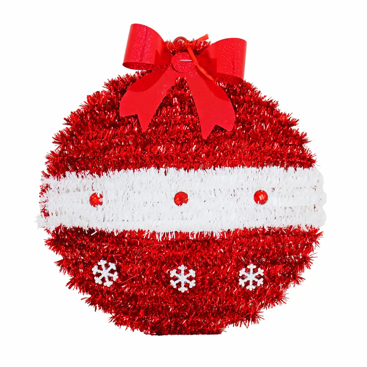 Esfera Navideña de Tinsel, Color Rojo