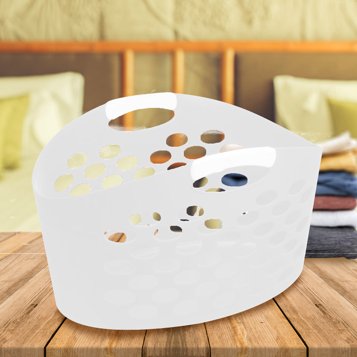 Canasta para Ropa, Plástico, Color Blanco