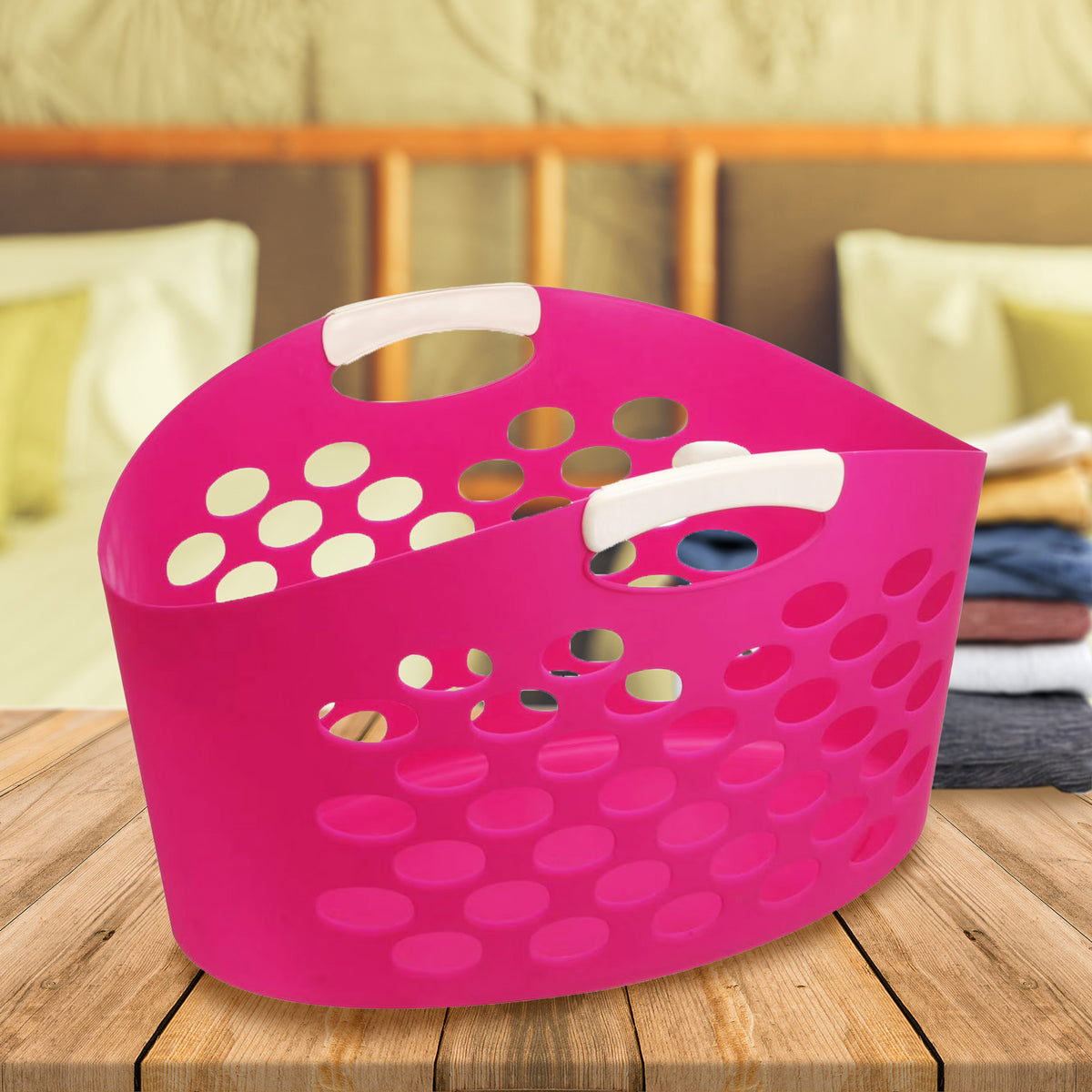 Canasta para Ropa, Plástico, Color Fucsia