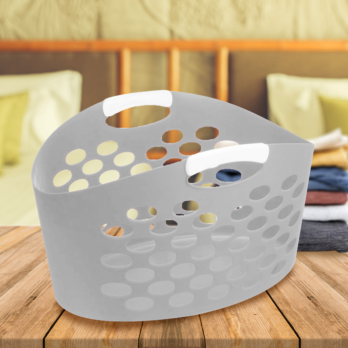 Canasta para Ropa, Plástico, Color Gris