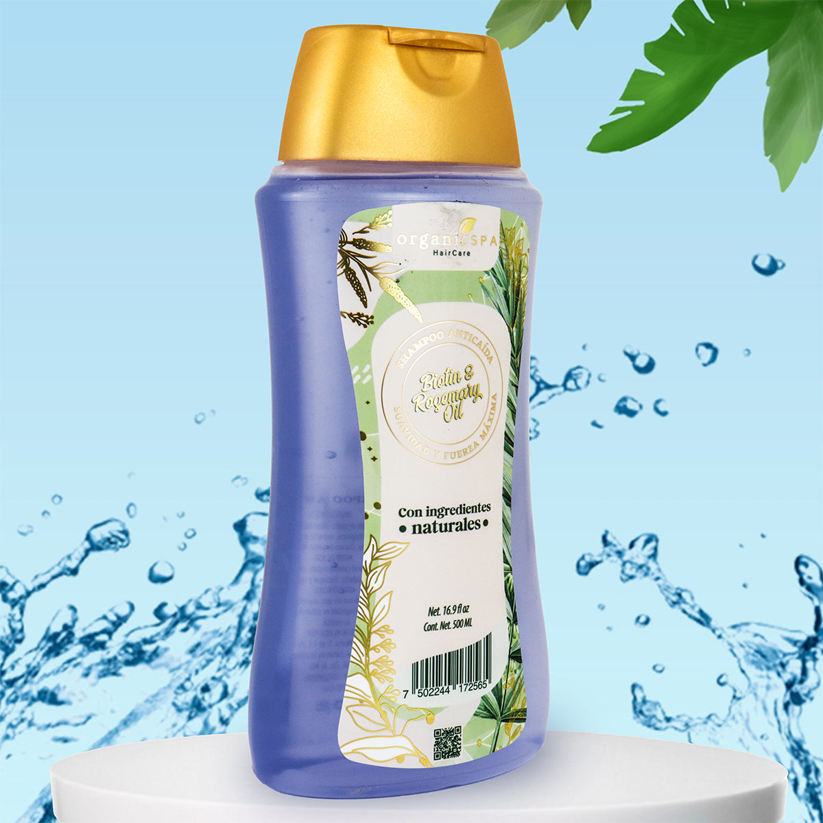 Shampoo Anticaída, Biotin & Rosemary Oil, OrganicSPA, 500 ml