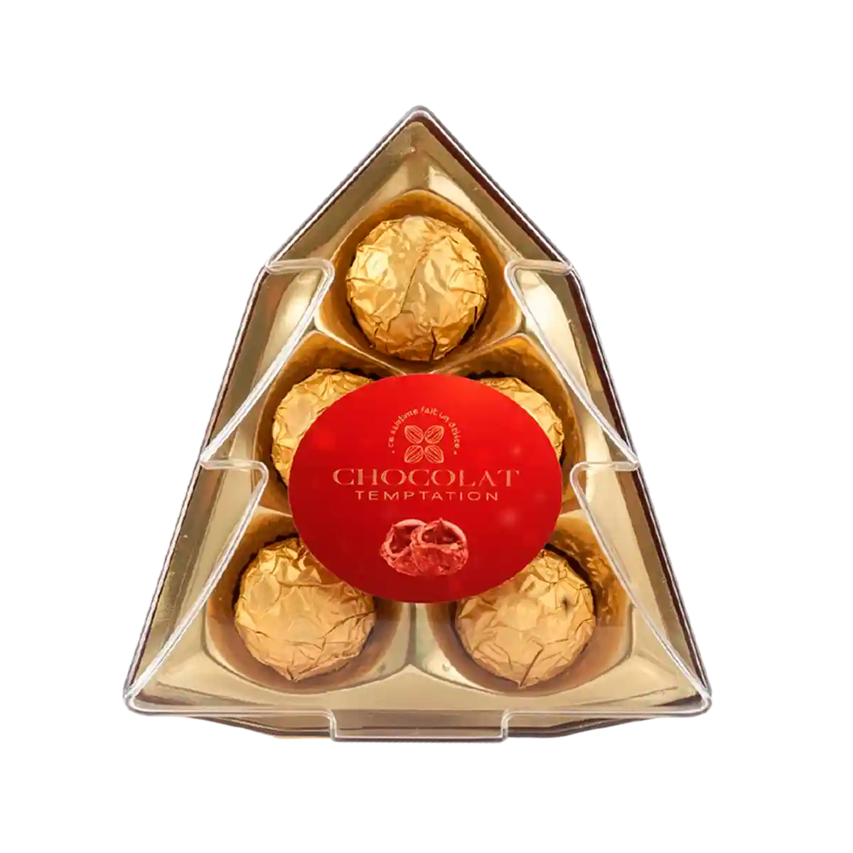 Chocolates, Caja en Forma de Pino, Color Dorado, 55 gr