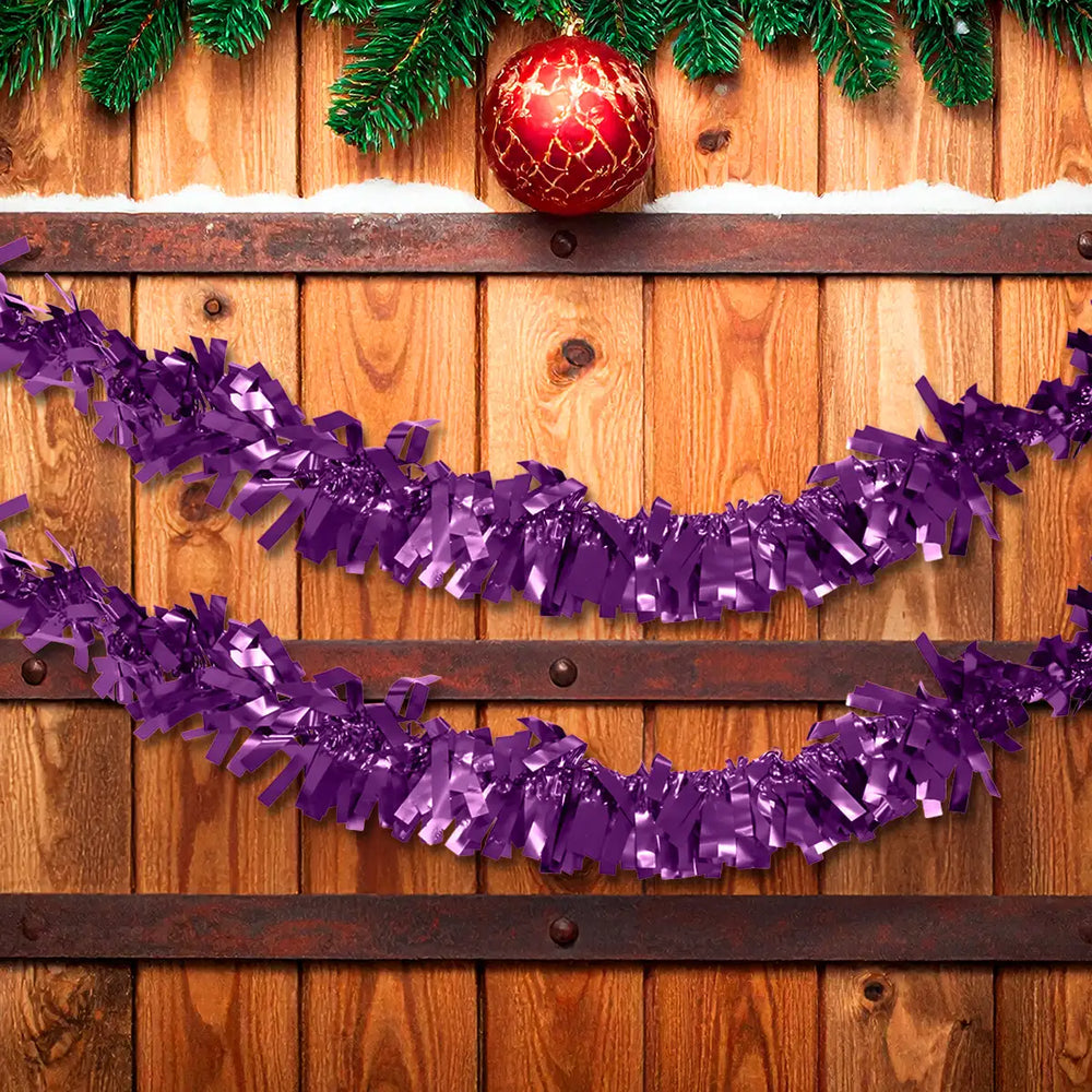 Guirnalda Navideña, Color Morado, Tinsel, 2.5 m