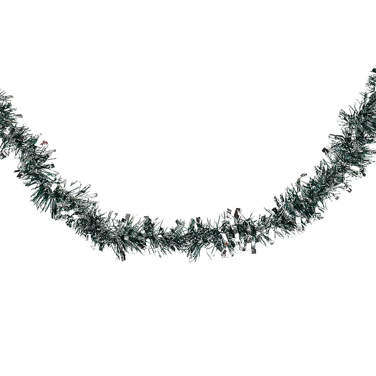 Guirnalda Navideña, Color Verde, Tinsel Plata