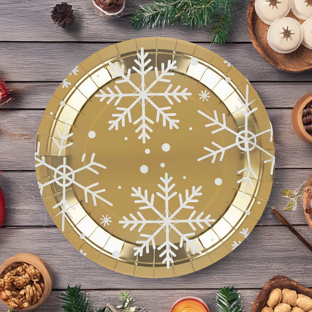 Platos de Cartón, Diseño Copo de Nieve, 10 pzas