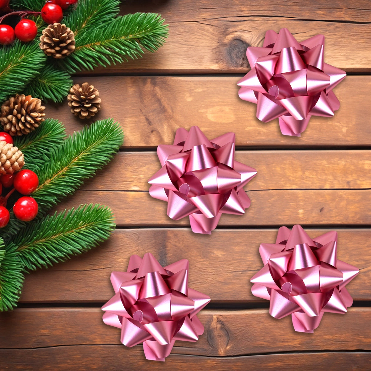 Moños de Regalo, Color Rosa, 4 pzas