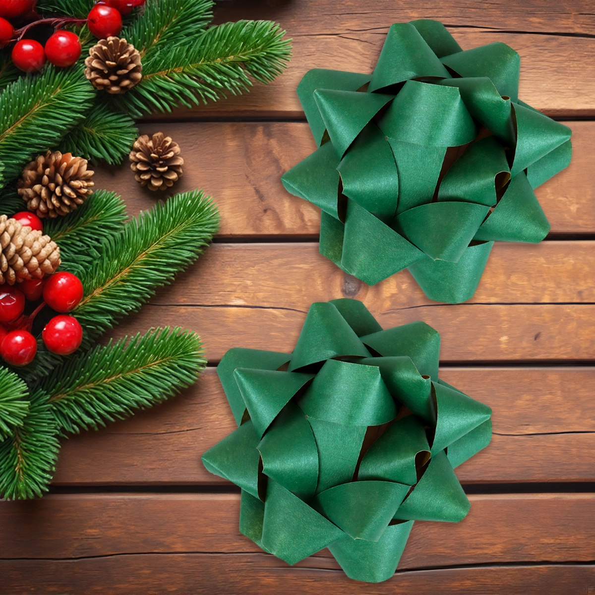 Moños para Regalo, Kraft, Color Verde