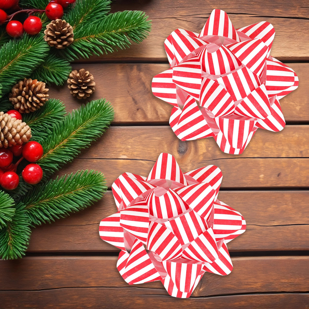 Moños para Regalo, Kraft, Color Rojo y Blanco