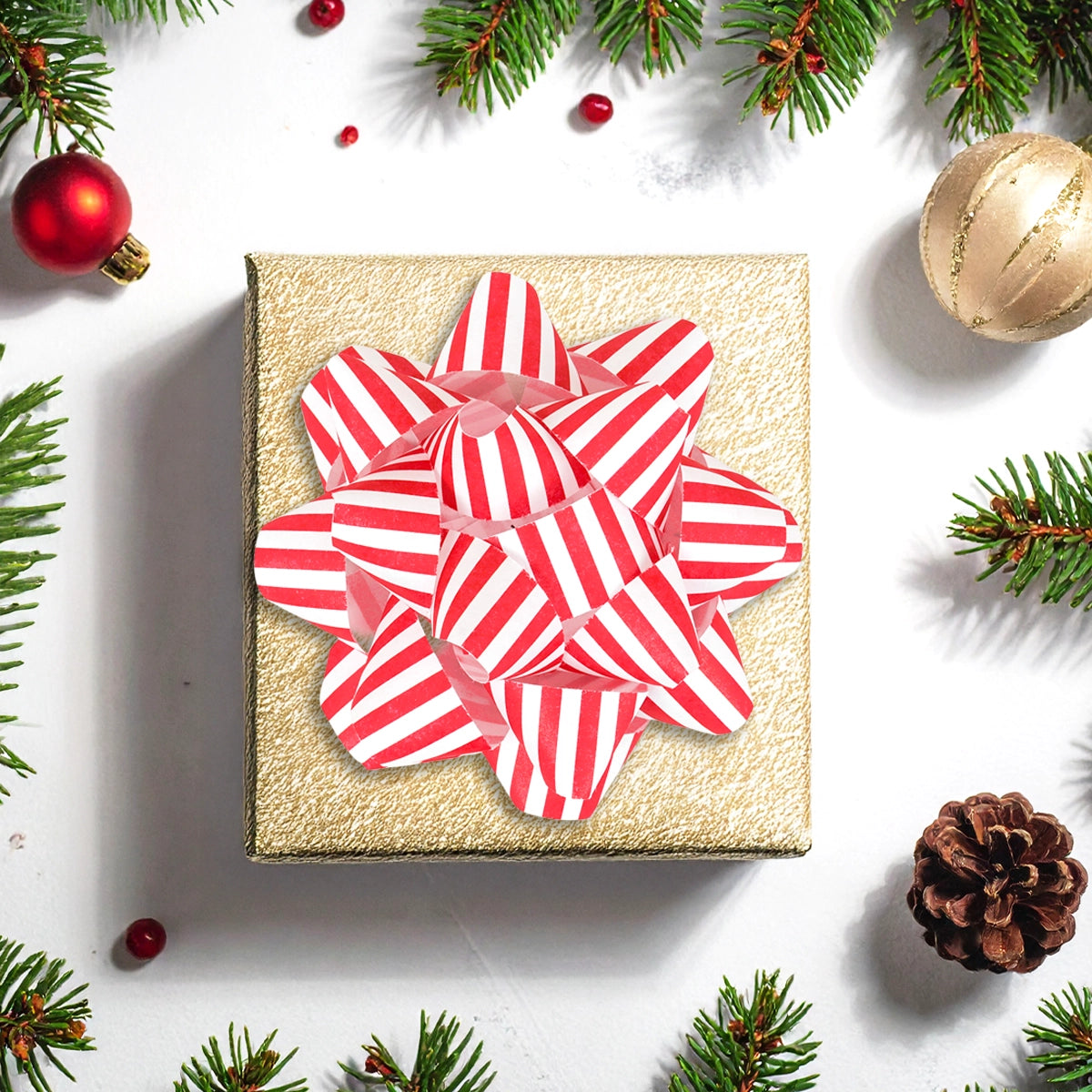 Moños para Regalo, Kraft, Color Rojo y Blanco