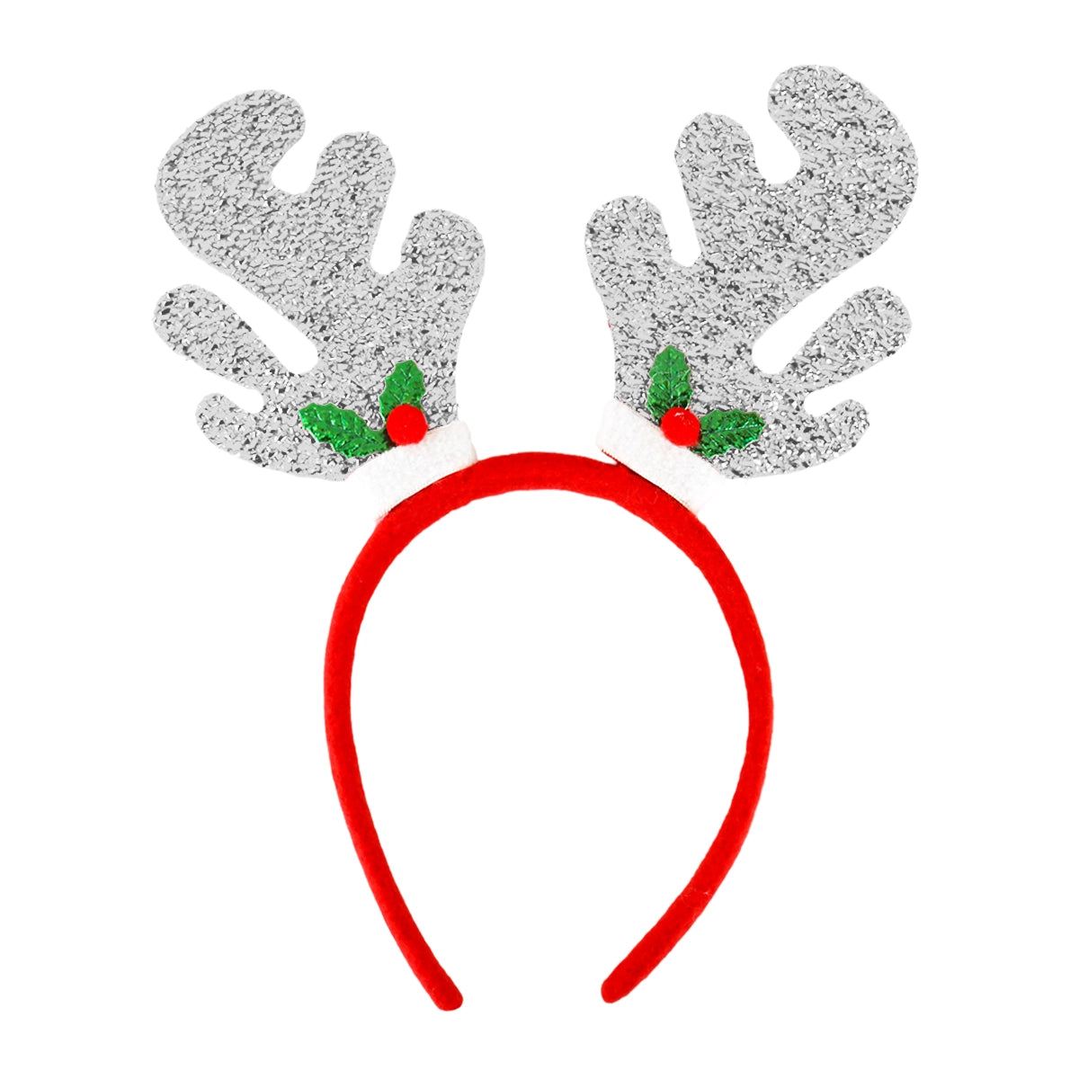 Diadema Navideña, Cuernos de Reno, Glitter, Color Plata