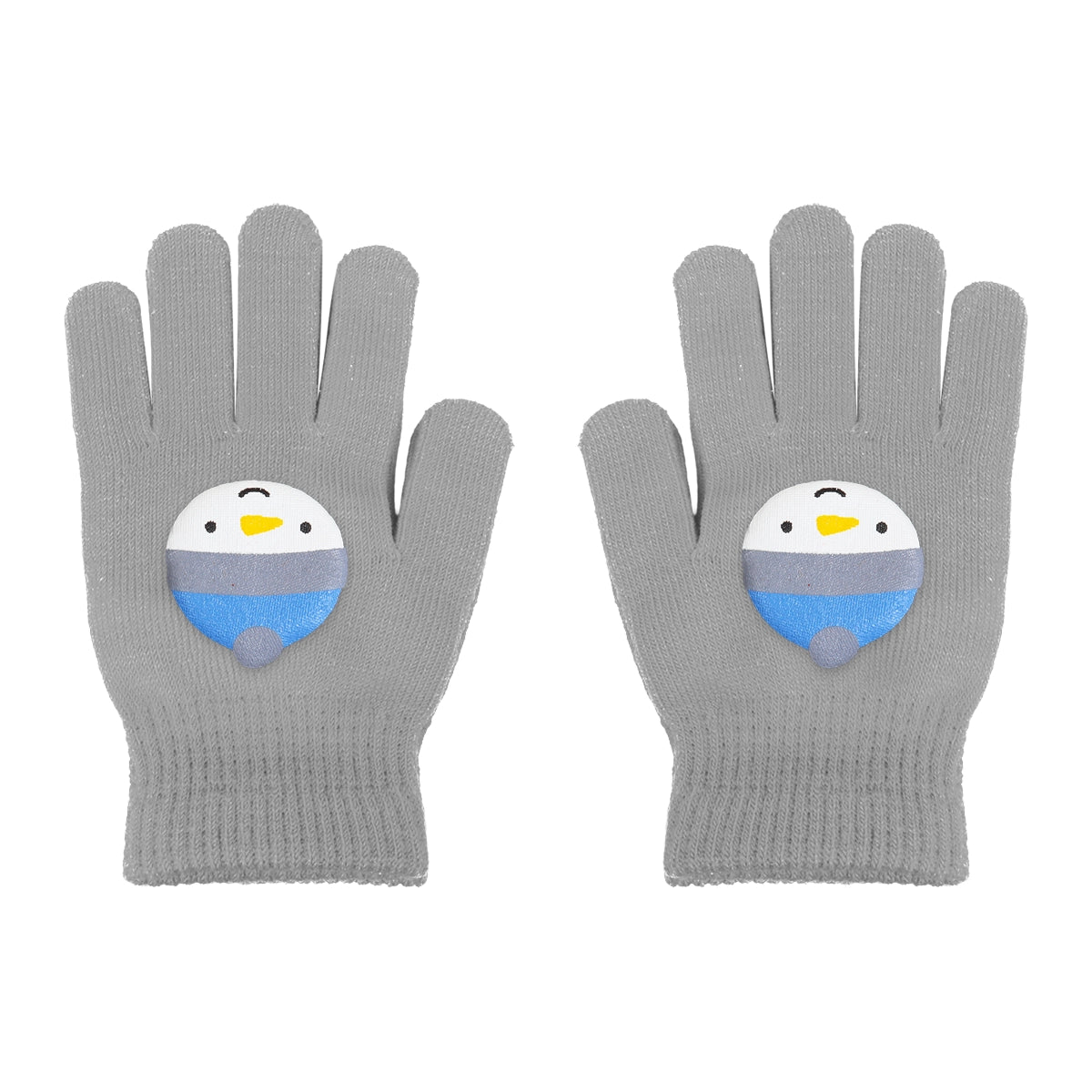 Guantes Navideños, Color Gris, Muñeco de Nieve