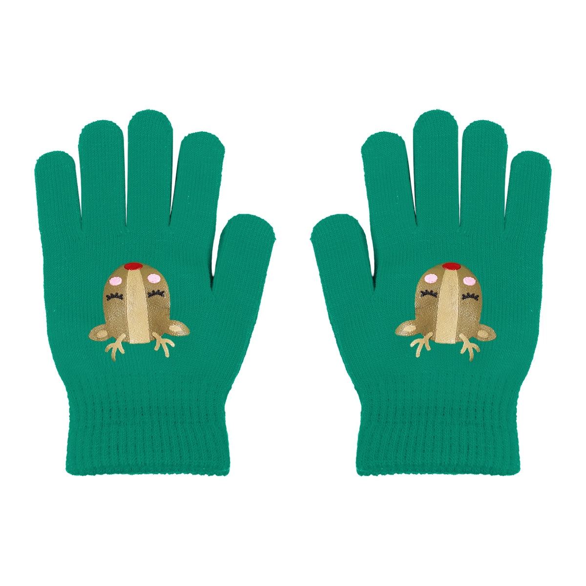 Guantes Navideños, Color Verde, Reno