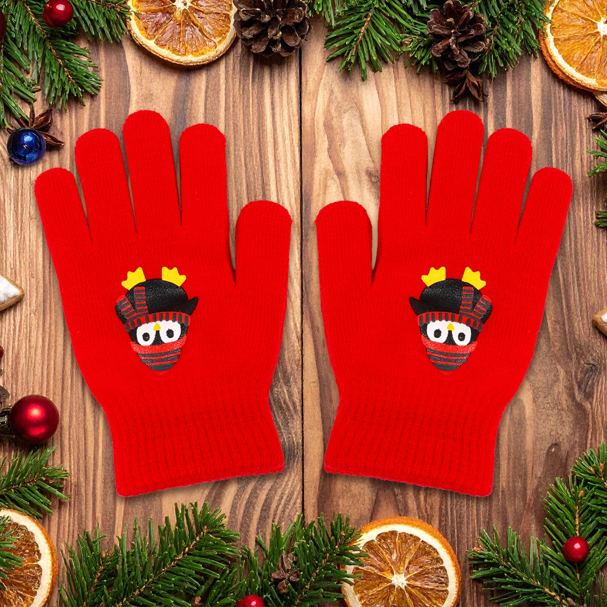 Guantes Navideños, Color Rojo, Pingüino