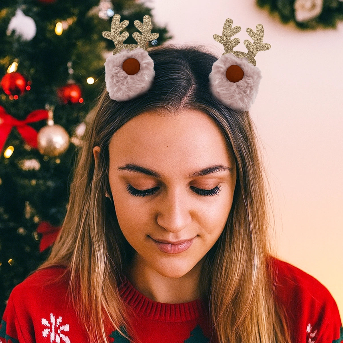 Broches de Cabello Navideños, Reno