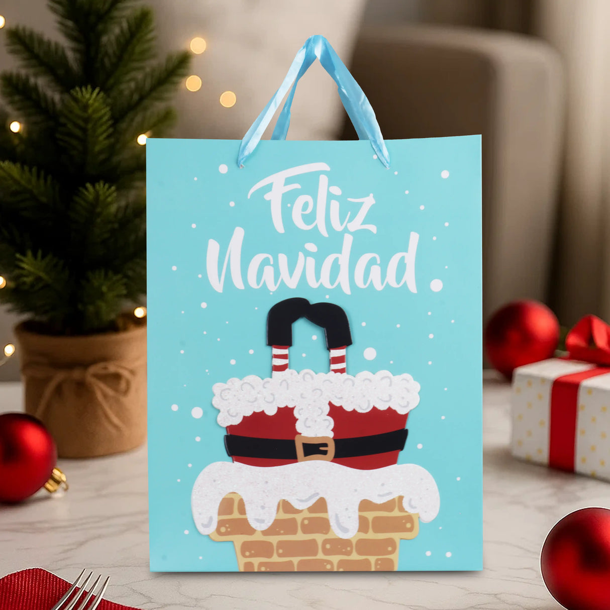 Bolsa de Regalo Navideña, Feliz Navidad, Color Verde