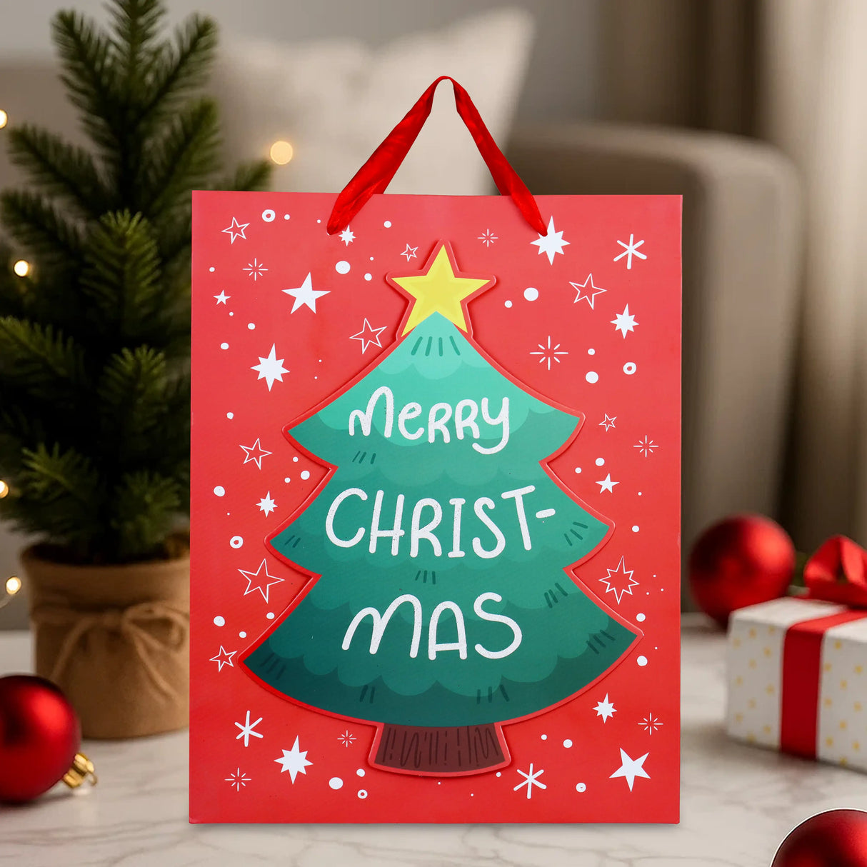 Bolsa de Regalo Navideña, Merry Christmas, Árbol