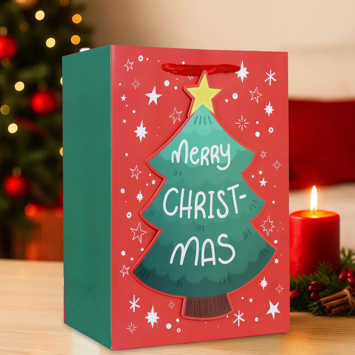 Bolsa de Regalo Navideña, Merry Christmas, Árbol