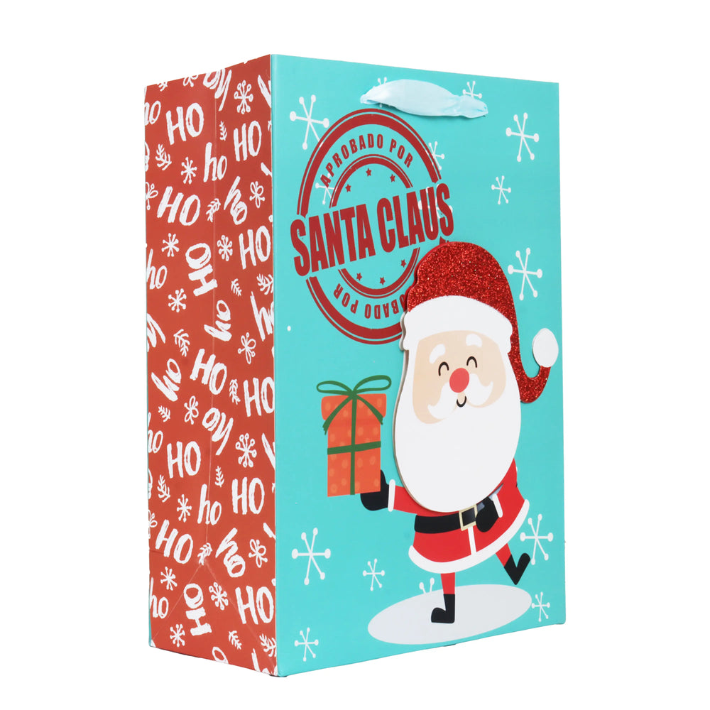 Bolsa de Regalo Navideña, Santa Claus, Color Verde