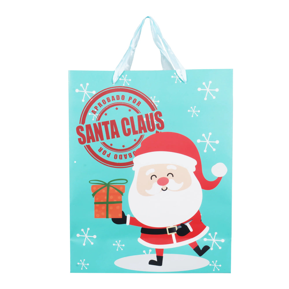 Bolsa de Regalo Navideña, Santa Claus, Color Verde