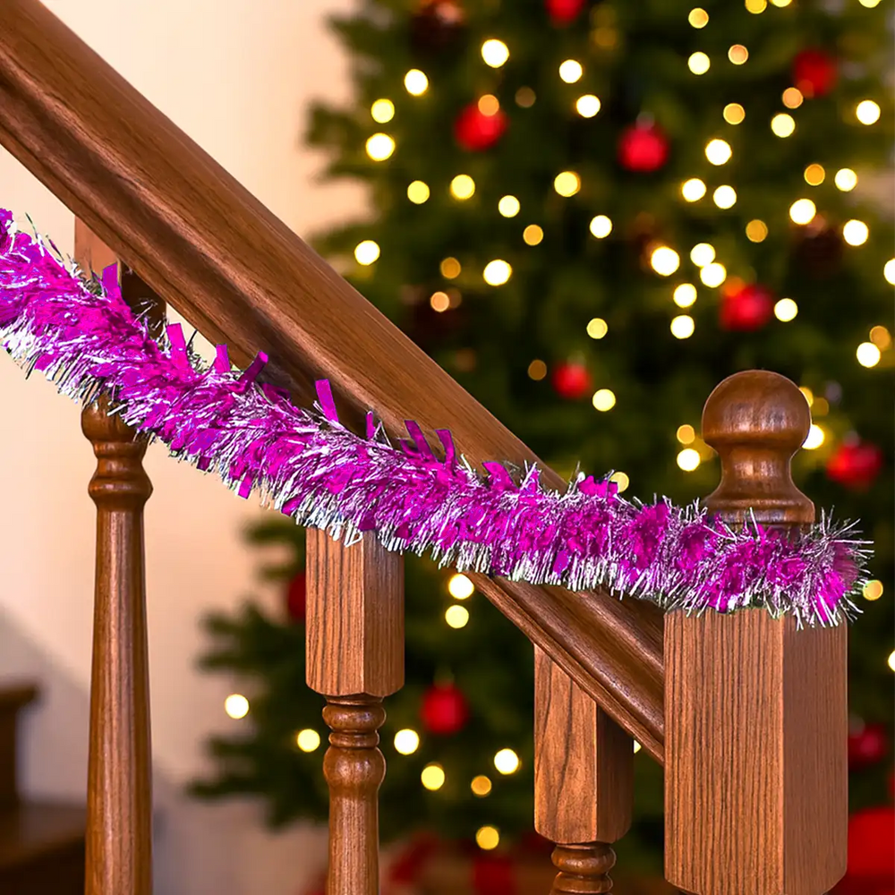 Guirnalda Navideña, Color Morado, Tinsel