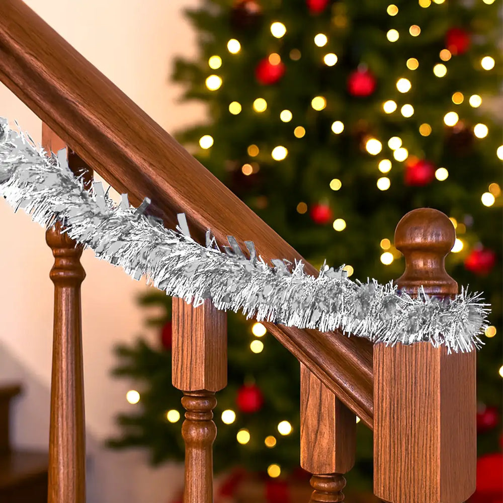Guirnalda Navideña, Color Plata, Tinsel