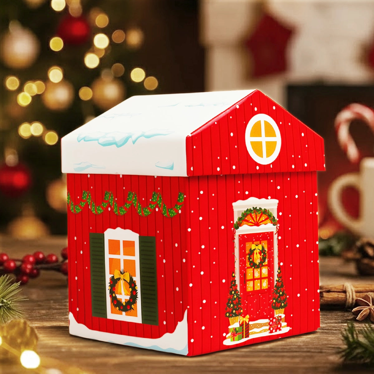 Caja Navideña en Forma de Casa, Nevada