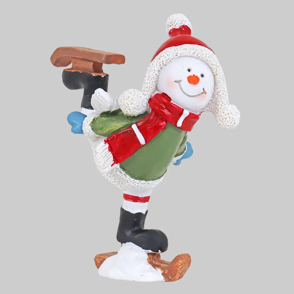 Figura Navideña de Cerámica, Ice Skating, Muñeco de Nieve