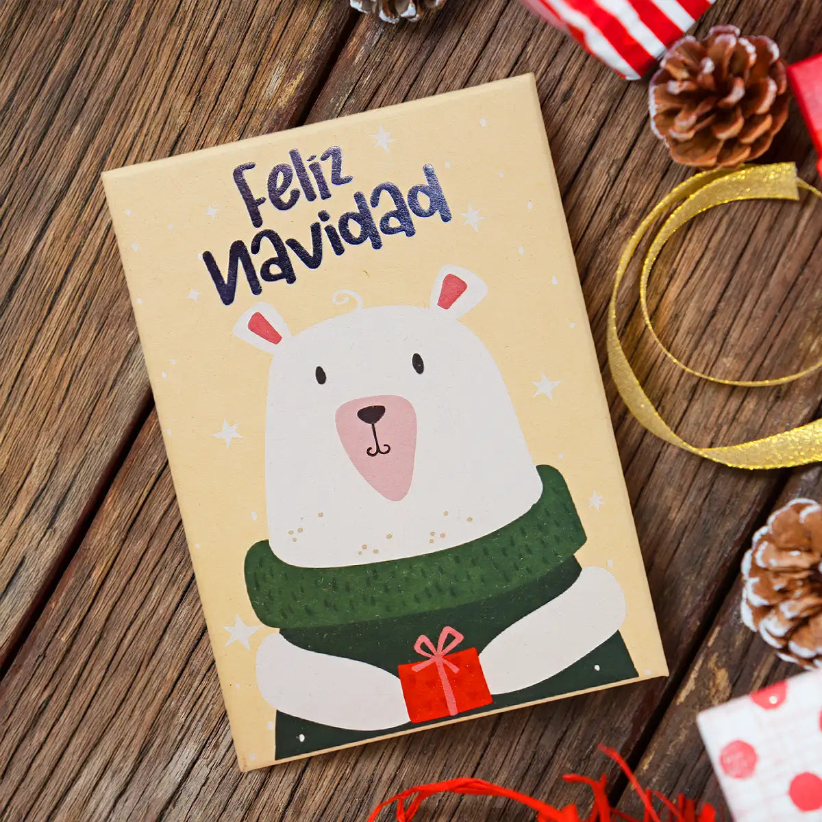 Caja de Regalo Navideña, Feliz Navidad, Oso Polar