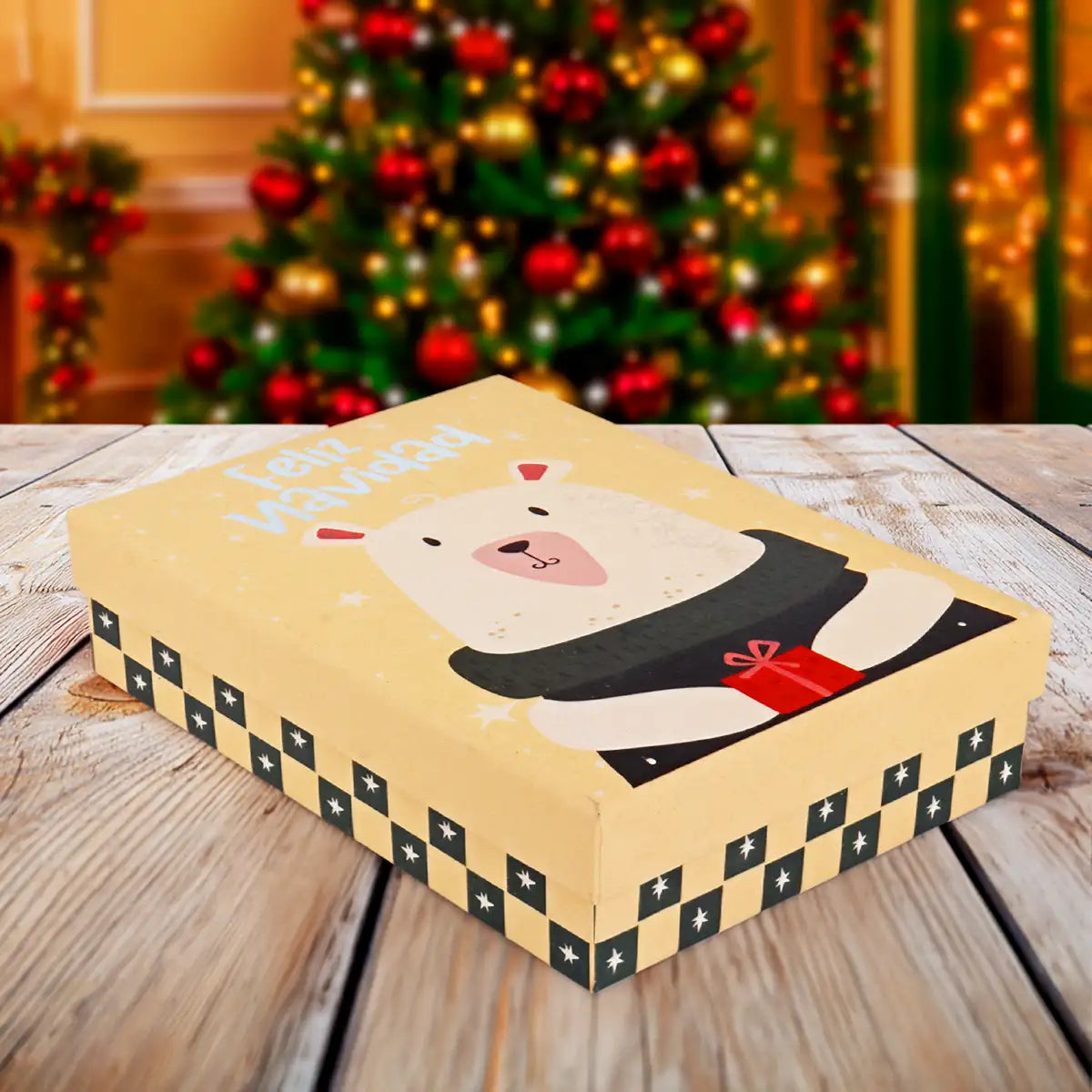 Caja de Regalo Navideña, Feliz Navidad, Oso Polar