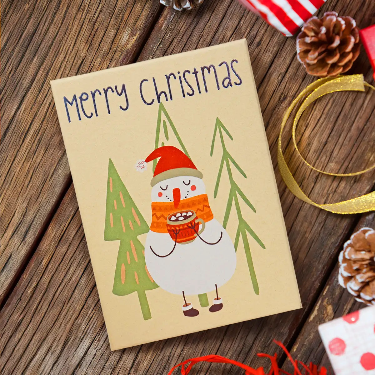 Caja de Regalo Navideña, Merry Christmas, Snowman