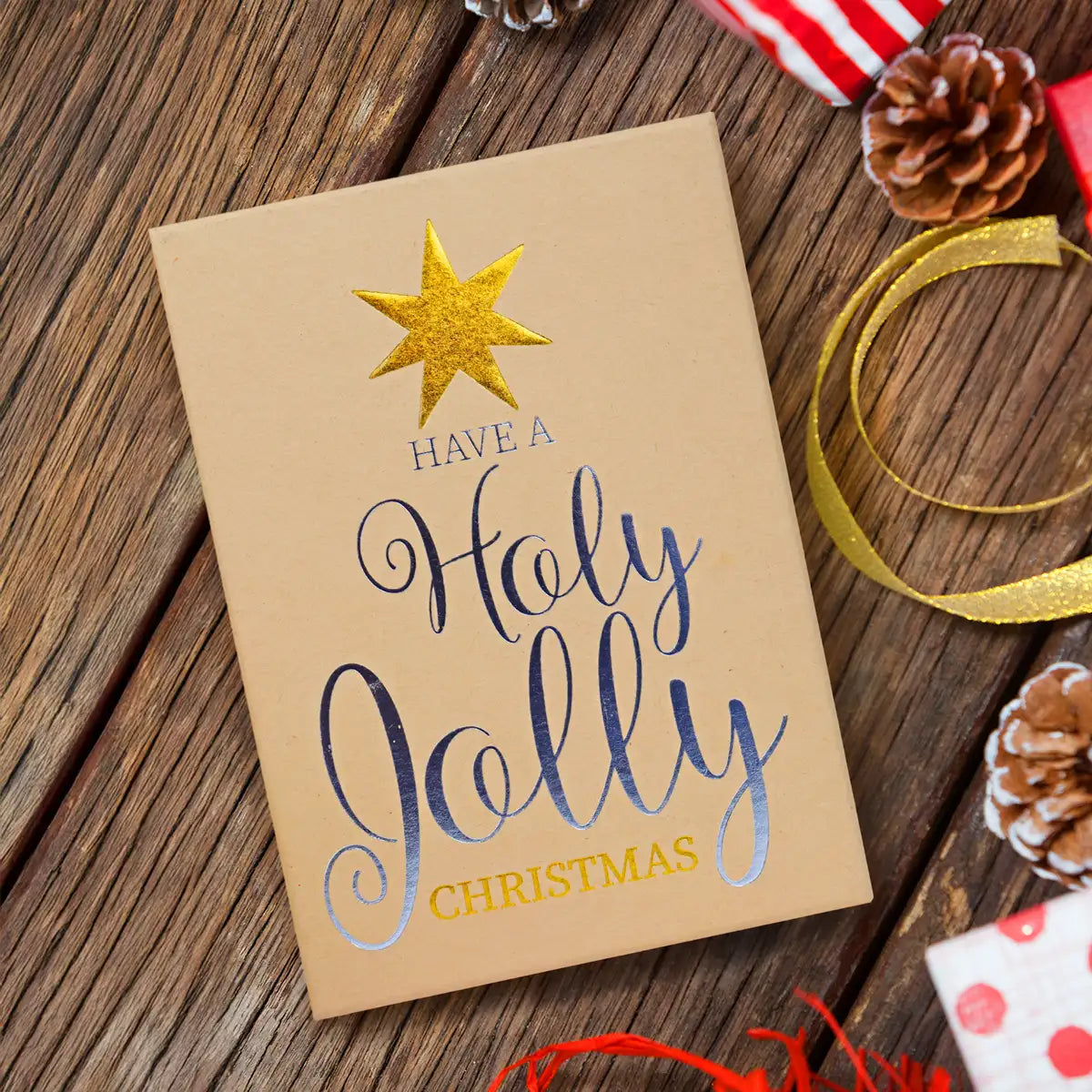 Caja de Regalo Navideña, Holy Jolly, Brillante