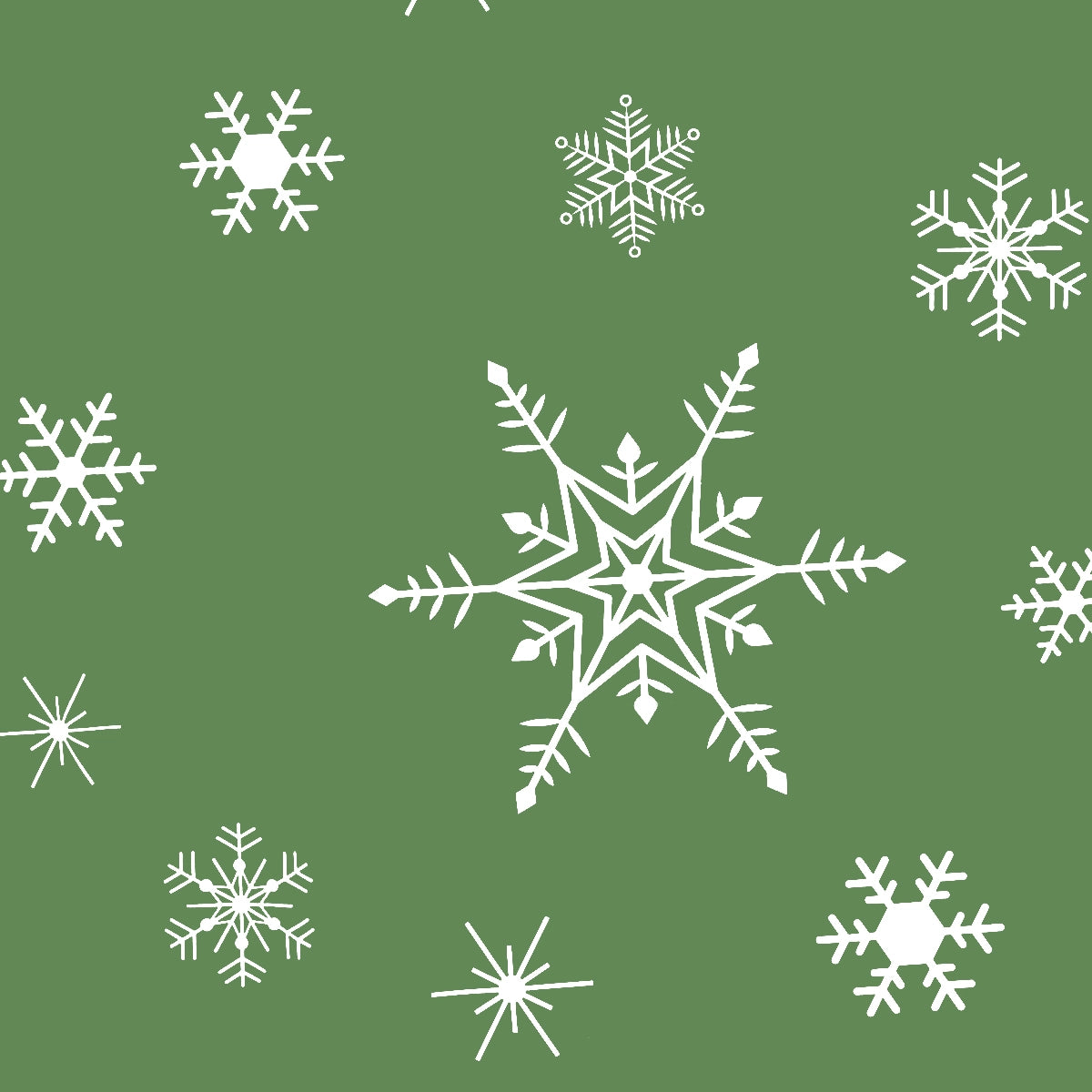 Mantel Navideño, Estampado de Copos de Nieve, Color Verde
