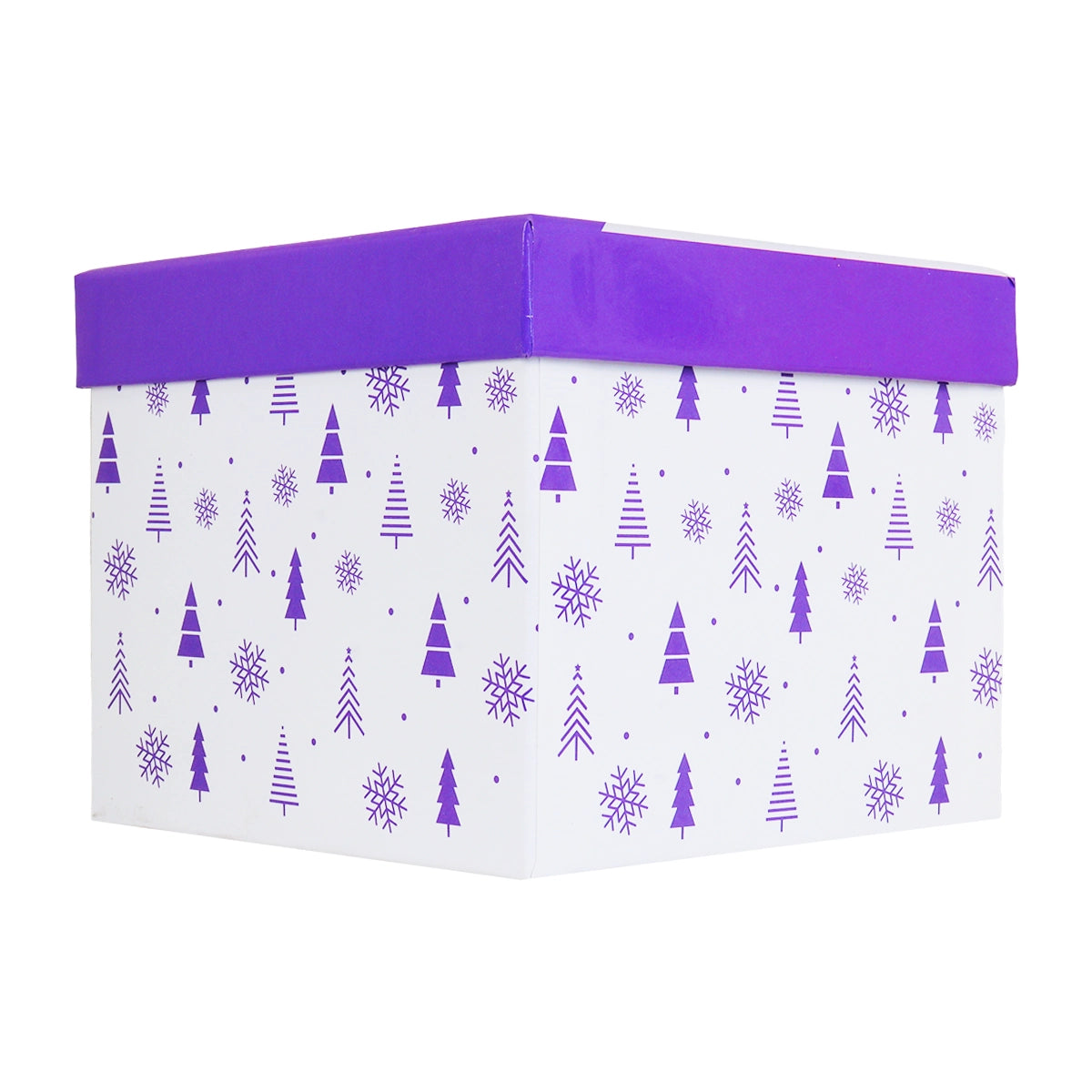 Caja de Regalo Navideña, Diseño Merry Christmas, Color Morado