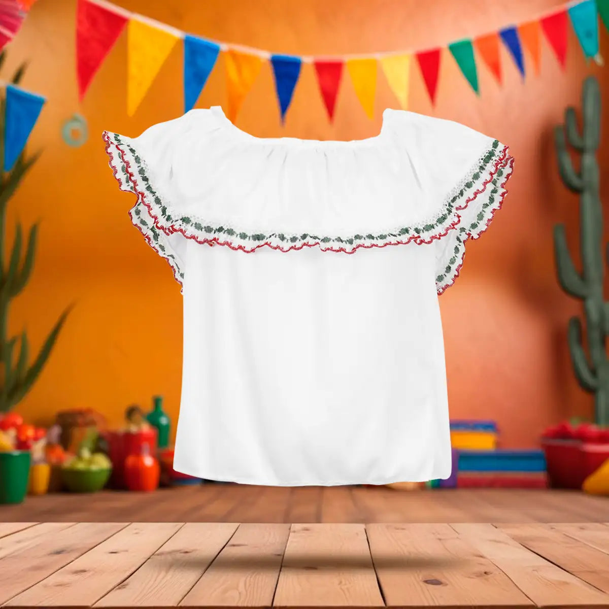 Blusa Regional, Color Blanco, Fiestas Patrias, Talla Chica